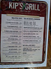 Kip's Grill menu