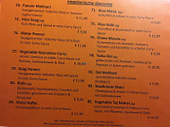 Restaurant Taj Mahal menu