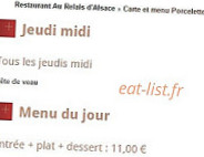 Au Relais D'alsace menu