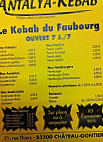 Antalya Kebab menu