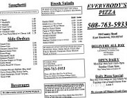 Everybody's Pizza menu