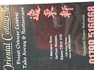 Oriental Cottage And Take Away menu