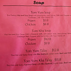 Sunset Thai menu