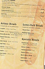 Panera Bread menu