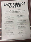 Last Chance Tavern menu