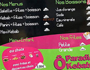 Ô Paradis Kebab menu