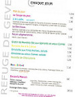 Refuge De Gève menu