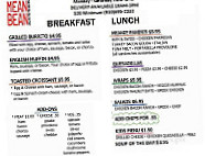 Mean Bean Coffee menu