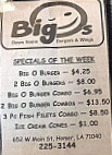 Big O's Down Home Burgers Wings menu