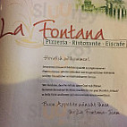 Pizzeria La Fontana menu