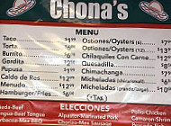 Chona's menu