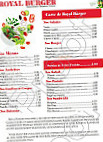 Royal Burger menu