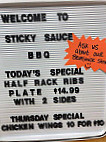 Sticky Sauce Bbq menu