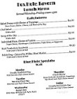 Fox Hole Tavern menu