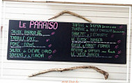 Paraíso Beach menu