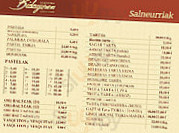 Pasteleria Bidaguren Gozotegia menu