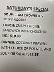 Rimrock Lodge menu