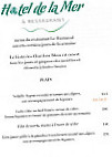 Hôtel De La Mer menu