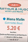 Arthur Hugo menu