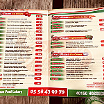 Beny's Pizza menu