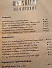 Heinrich's Die Wirtschaft menu