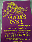 Saveurs D'asie menu