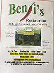 Benji's menu