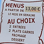 Restaurant Du Barrage menu