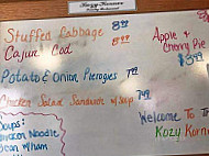 Kozy Korner Family menu