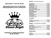 Winner Burger menu