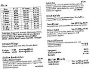 Richards Pizza menu