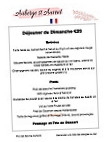 Auberge De La Vallee De La Gorre menu