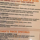 Taqueria menu