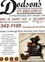 Dodson's On Broadway menu