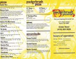 Puckerbrush Pizzeria menu