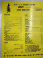 Bob E's Super Chief menu