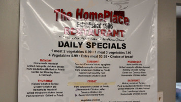 Home Place menu