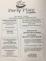 Party Place Cafe menu