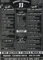 Jimmy John's Gourmet Sandwiches menu