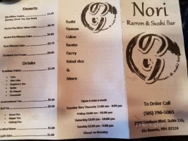 Nori Ramen Sushi menu