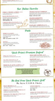 Uncle Primo's menu