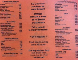 Don Rey Mexican Food menu