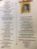 La Hacienda menu