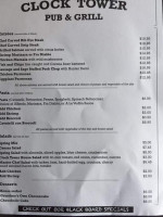 Clock Tower Pub And Grill menu