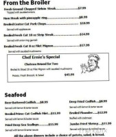 Chef Ernies Restaurant menu