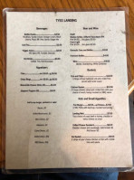 Tyee Landing menu