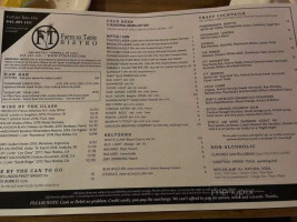 Farm To Table Bistro menu