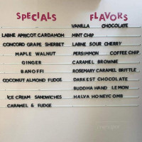 Fortunes Ice Cream menu