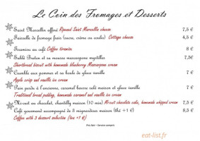 Au Vieux Grenier menu