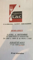 Creperie du Lac menu